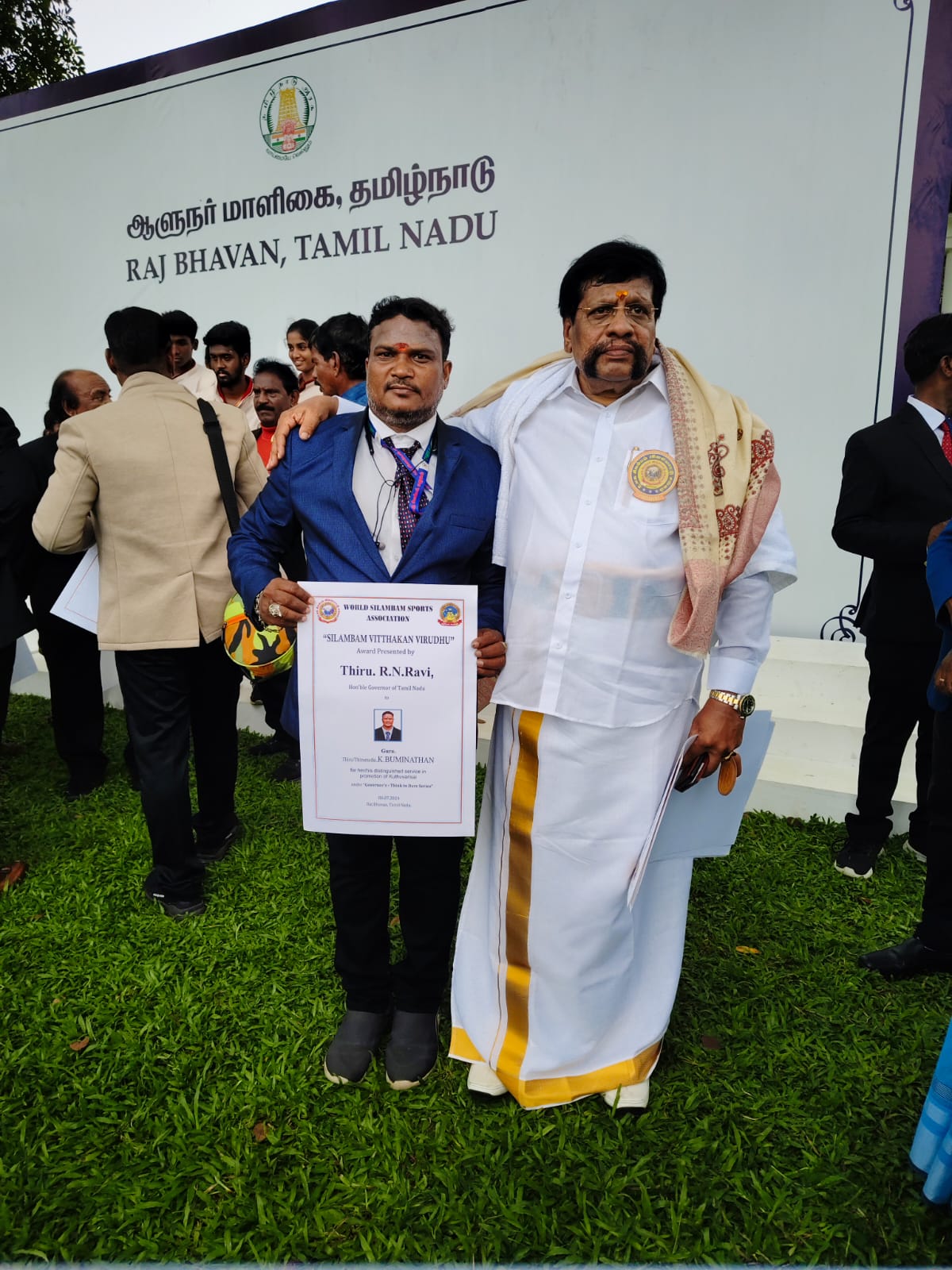 Master K. Buminathan with Governor R.N. Ravi at Raj Bhavan Tamil Nadu 2024